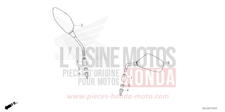 MIROIR de Africa Twin DCT GRAND PRIX RED (R380B) de 2023